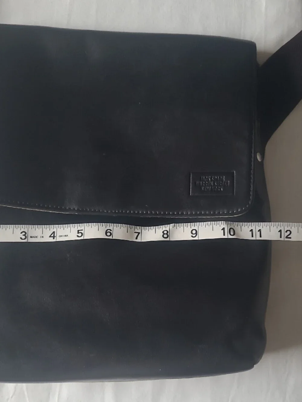 Jack Spade Black Smooth Leather Crossbody Messenger Bag. Web Strap 11X12.5X3.5